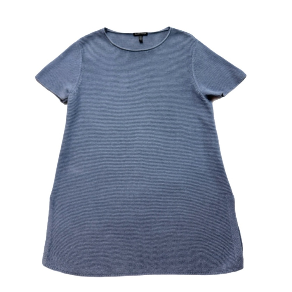 Eileen Fisher‎ Organic Linen Pastel Blue Reverse Knit Tunic Top S